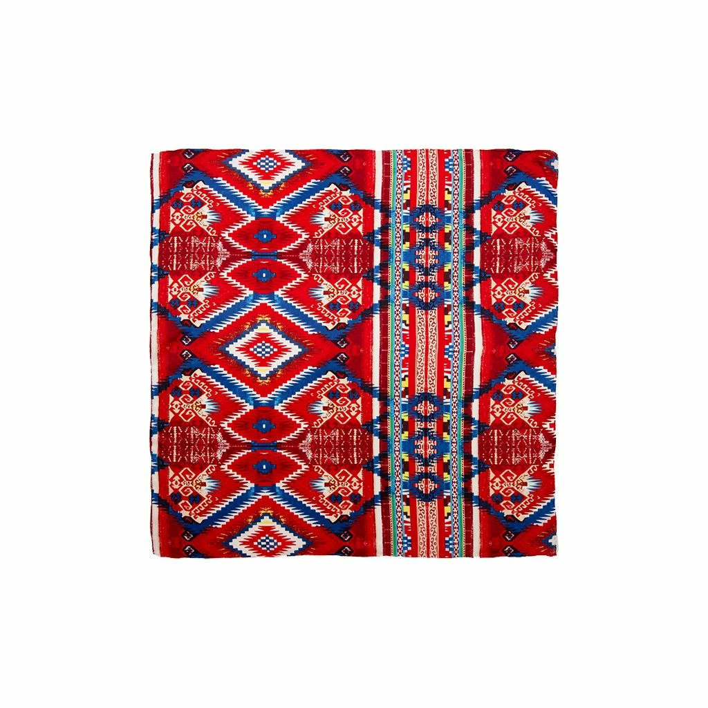 Wyoming Traders Aztec 4 Red Blue Wild Rag Scarf, A4 1 Wyoming Traders Aztec 4 Red Blue Wild Rag Scarf, A4