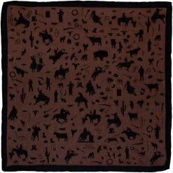 Wyoming Traders Chocolate Cowboy Silhouette Jacquard Silk Scarf, 34.5 in., CSCH