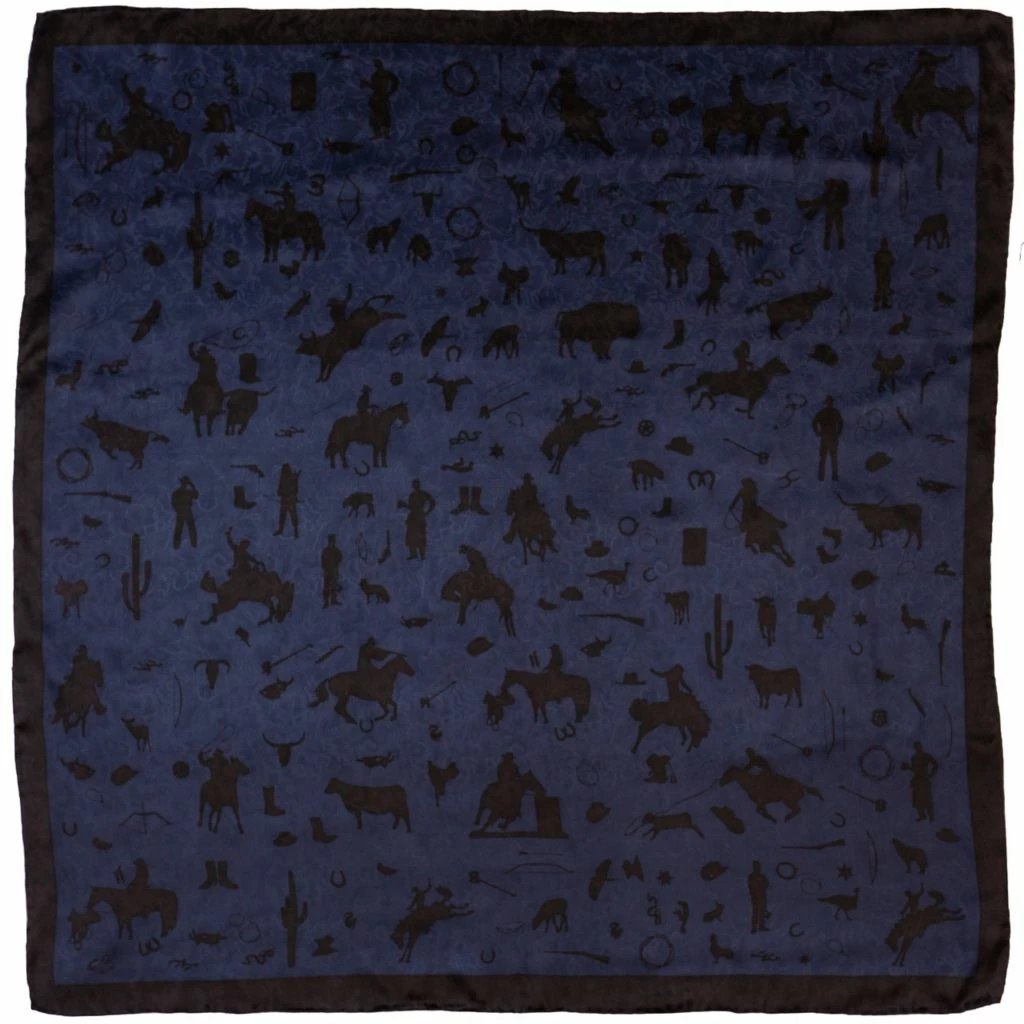 Wyoming Traders Cowboy Silhouette Jacquard Silk Scarf, 34.5 in., CSN 1 Wyoming Traders Cowboy Silhouette Jacquard Silk Scarf, 34.5 in., CSN