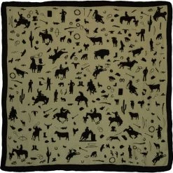 Wyoming Traders Cowboy Silhouette Jacquard Silk Scarf, 34.5 in., CSO