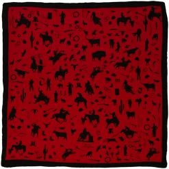 Wyoming Traders Cowboy Silhouette Jacquard Silk Scarf, 34.5 in., CSR