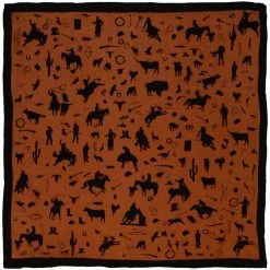 Wyoming Traders Cowboy Silhouette Jacquard Silk Scarf, 42 in., XCSR